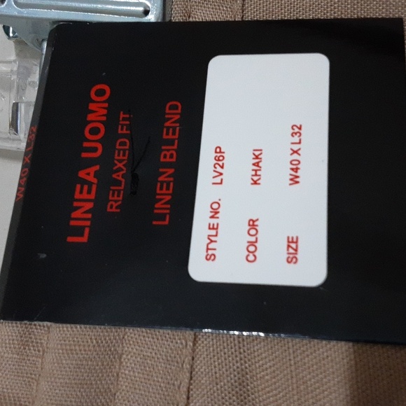 Linea Uomo Men's Tan Pants 40x32 Relaxed Waist Tie Beach Vacation Resort Linen - Picture 5 of 9